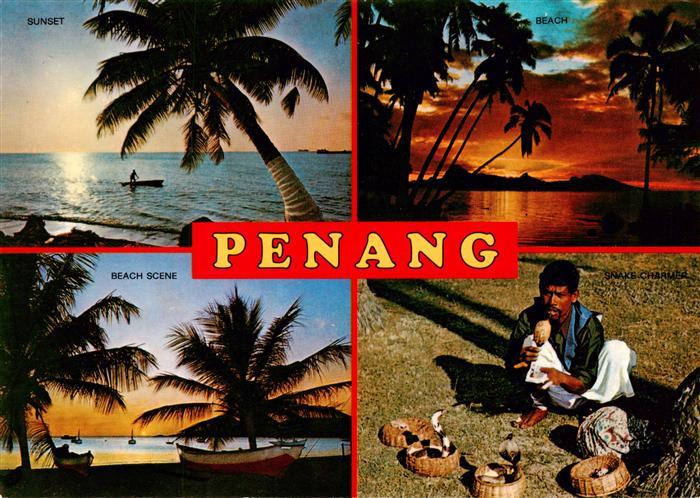 Penang Malaysia Sunset Beach Scene Snake charmer