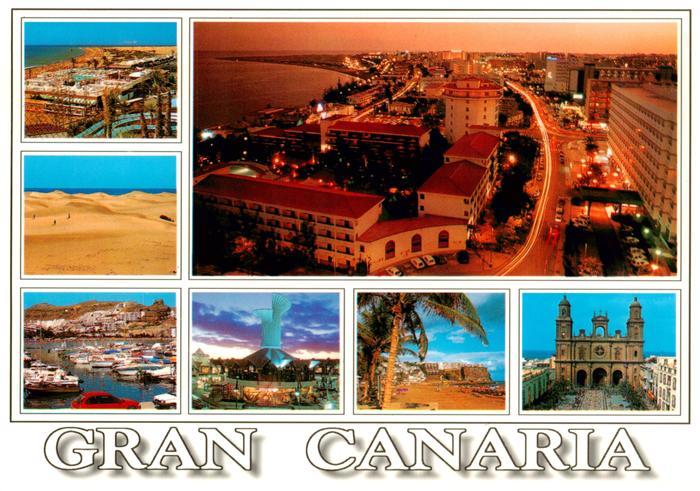 Gran Canaria ES Panorama Strand Hafen Schloss Teilansichten