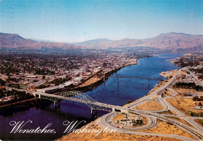 Wenatchee Washington USA and Columbia River Air view