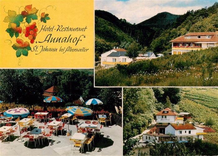 St Johann Albersweiler Hotel Restaurant Annahof Panorama Freiterrasse