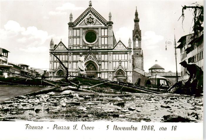 Firenze Florenz Piazza San Croce Novembre 1966 ore 16
