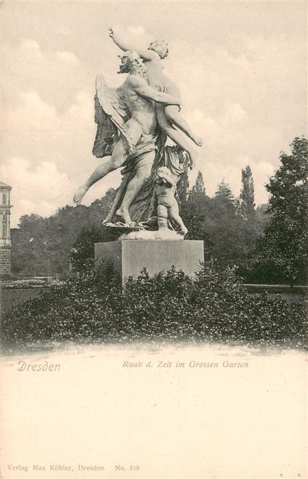 Dresden Elbe Statue Raub der Zeit im Grossen Garten
