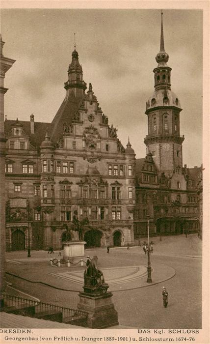 Dresden Elbe Koenigliches Schloss mit Schlossturm