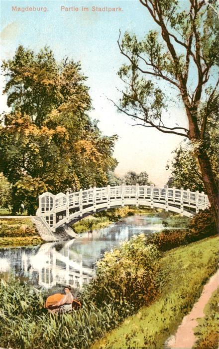 MAGDEBURG  CITY Partie im Stadtpark Holzbruecke