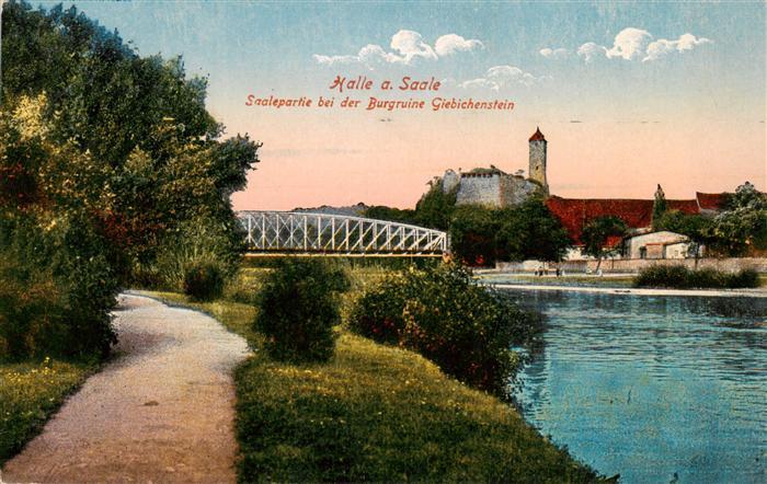 Halle  Saale Saalepartie bei Burgruine Giebichenstein