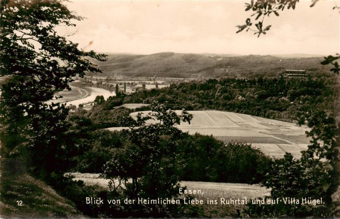 Essen  Ruhr Panorama Blick von der Heimlichen Liebe ins Ruhrtal und Villa Huegel