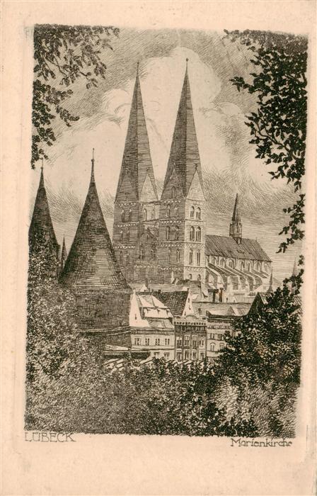 LueBECK  CITY Marienkirche Kuenstlerkarte