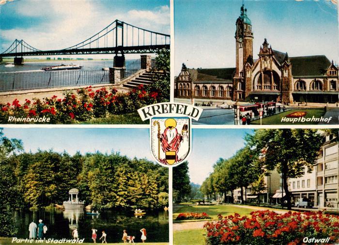 Krefeld Crefeld Rheinbruecke Hauptbahnhof Partie im Stadtwald Ostwall