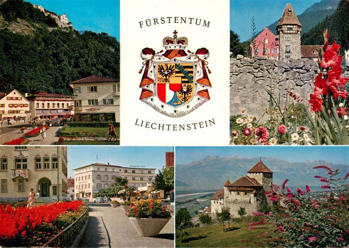 Vaduz Liechtenstein FL Landesfuerstliche Residenz Postplatz mit Schloss Rotes Ha