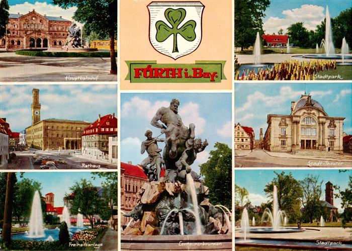 Fuerth Bayern Bahnhof Stadtpark Fontaene Rathaus Freiheitsanlage Centaurenbrunne