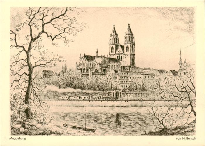 MAGDEBURG CITY Serie Vergesst den deutschen Osten nicht GVG-Kunstkarte Original