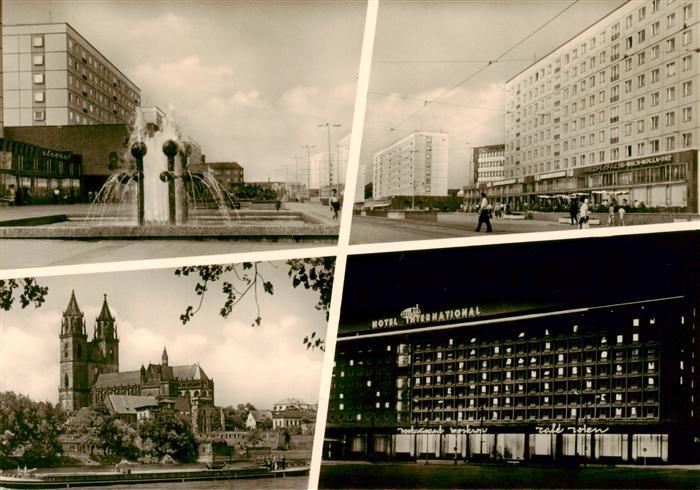 MAGDEBURG  CITY Karl-Marx-Strasse Elbe mit Dom Hotel International