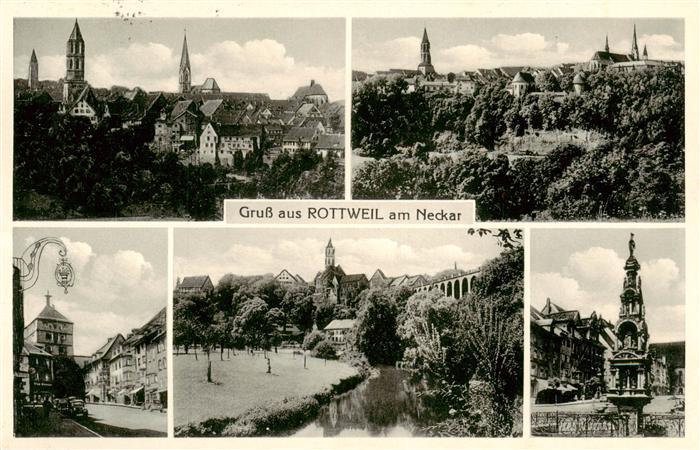 Rottweil Neckar Panorama Kirchen Ortspartien Park Saeule
