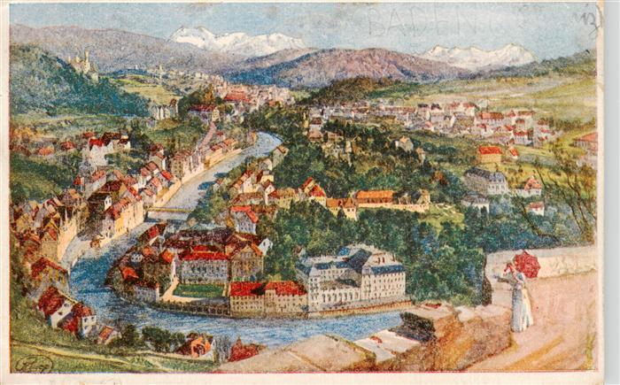 Baden  AG Station thermale Kuenstlerkarte