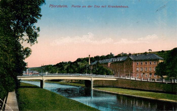 Pforzheim Partie an der Enz mit Krankenhaus