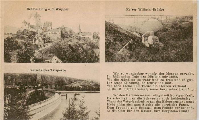 Remscheid Schloss Burg Wupper Kaiser Wilhelm Bruecke Remscheider Talsperre