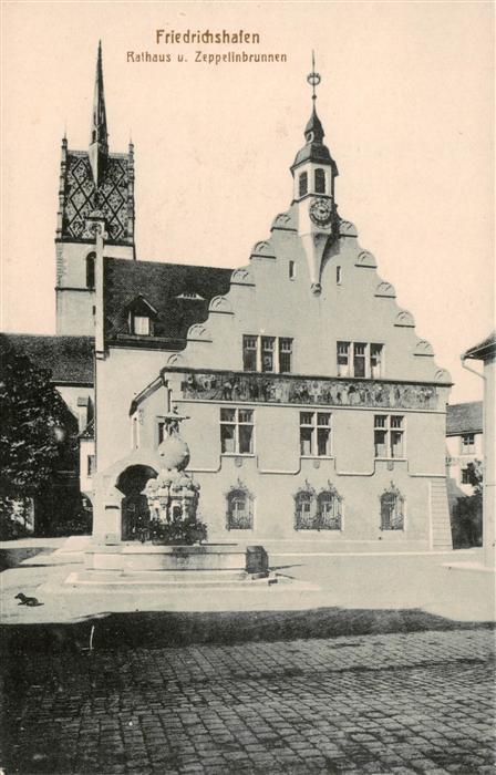 Friedrichshafen Bodensee Rathaus und Zeppelinbrunnen