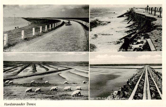 Nordstrand Nordstrander Damm In der Sturmflut am 27.10.1936 Neuland im Entstehen