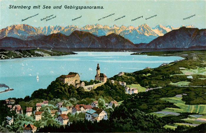 Starnberg Starnbergersee mit Gebirgspanorama