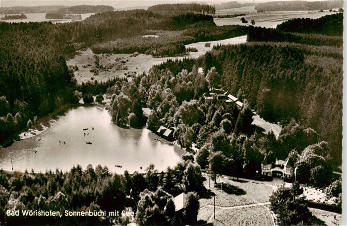 Bad Woerishofen Sonnenbuehl mit See Fliegeraufnahme