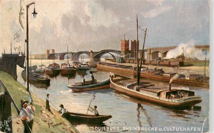 Duisburg Ruhr Rheinbruecke und Cultushafen