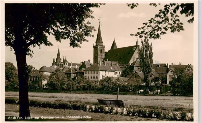 Ansbach Mittelfranken Blick zur Gumbertus und Johanniskirche Feldpost