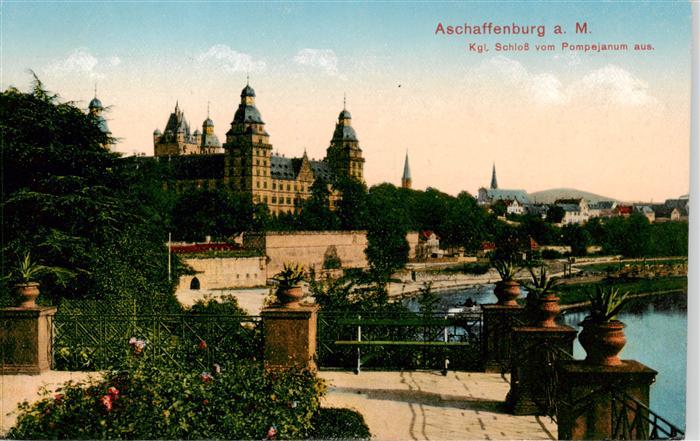 Aschaffenburg Main Kgl Schloss vom Pompejanum aus Feldpost