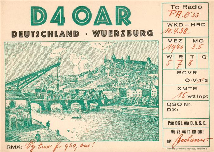 Wuerzburg Bayern Alte Mainbruecke Kran Schloss Zeichnung