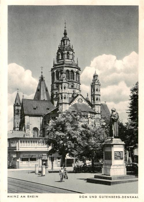 Mainz  Rhein Dom und Gutenberg Denkmal