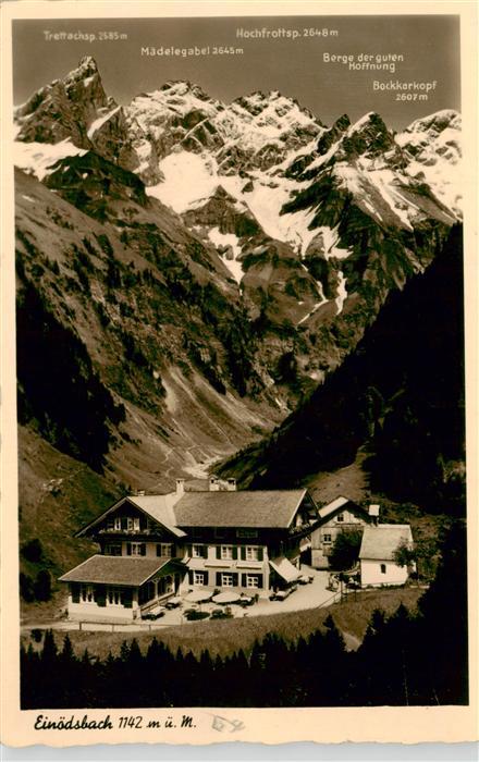 Einoedsbach Oberstdorf Alpengasthof Einoedsbach mit Trettachspitze Maedelegabel