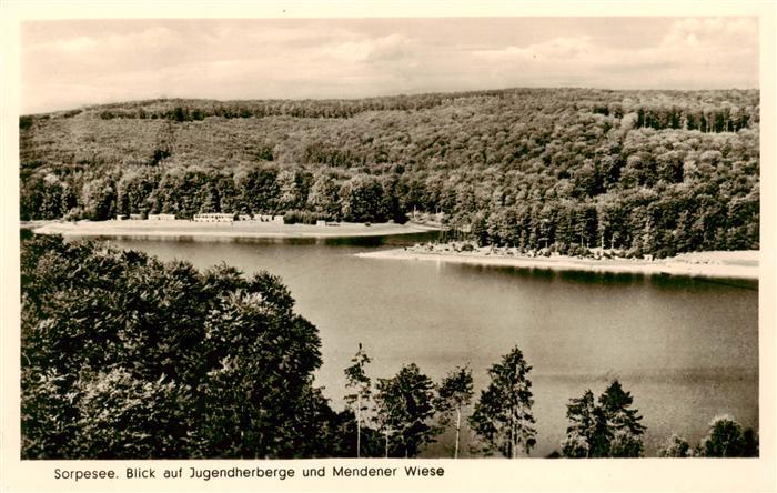 Sorpesee Sauerland Blick auf Jugendherberge und Mendener Wiese