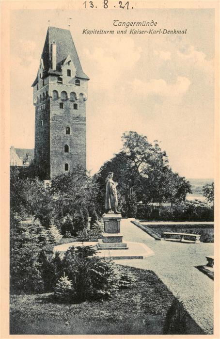 Tangermuende Kapitelturm und Kaiser Karl Denkmal