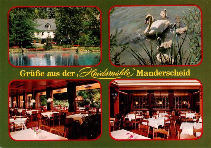 Manderscheid Eifel Cafe Restaurant Hotel Heidsmuehle Gastraeume Schwanenteich