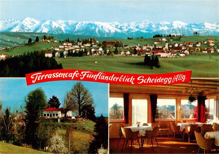 Scheidegg Allgaeu Panorama Terrassencafe Fuenflaenderblick Gaststube