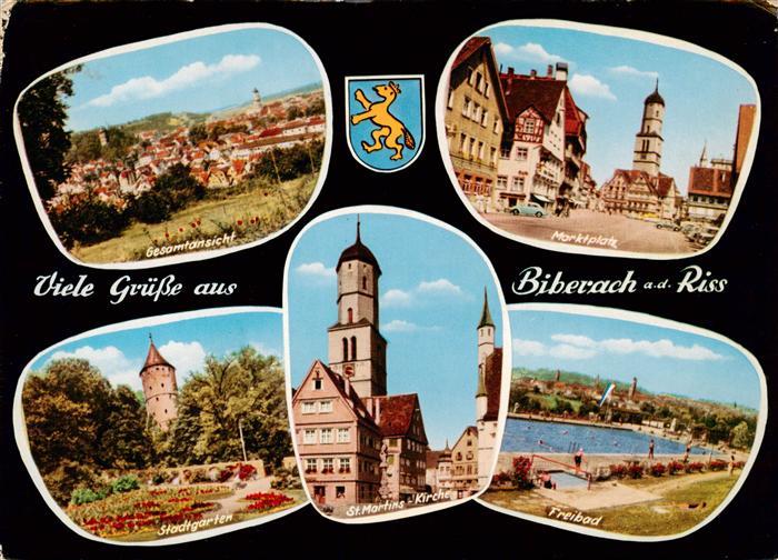 Biberach  Riss Panorama Marktplatz Stadtgarten St Martins Kirche Freibad