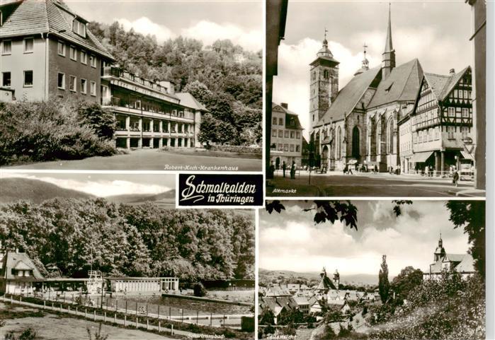 Schmalkalden Thueringen Robert Koch Krankenhaus Altmarkt Schwimmbad Teilansicht