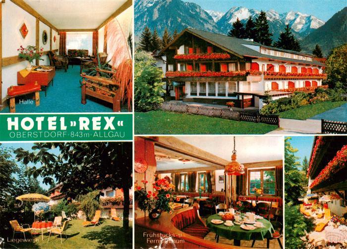 Oberstdorf Hotel Rex Halle Liegewiese Fruehstuecksraum Terrasse