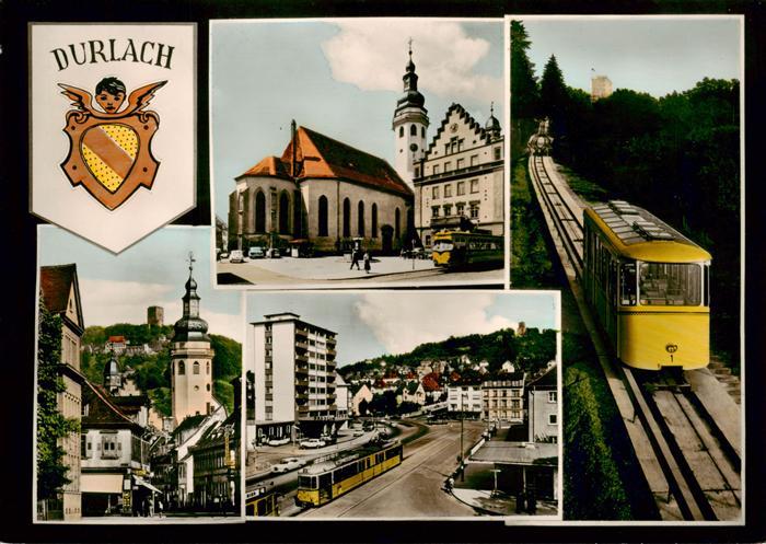 Durlach Karlsruhe Baden Ortsansichten Kirche Strassenbahnen