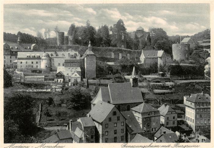 Monschau Montjoie NRW Panorama mit Burgruine