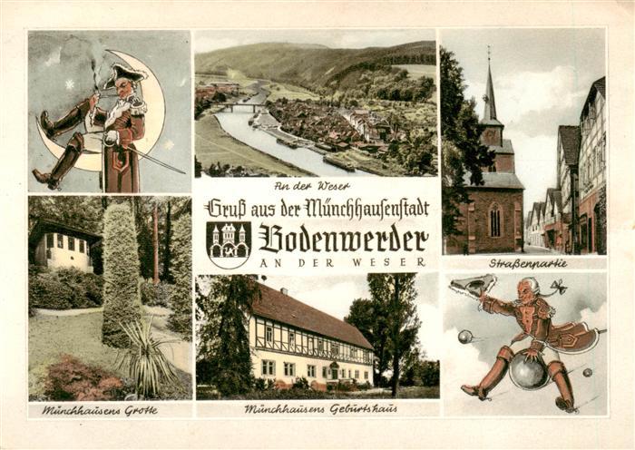 Bodenwerder Muenchhausen Grotte Weserpartie Muenchhausens Geburtshaus Strassenpa