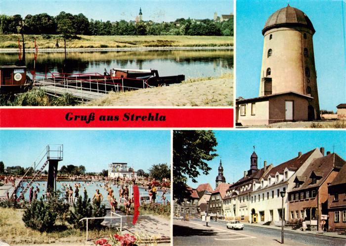 Strehla Teilansicht vom Elbufer aus Jugendherberge Bad Markt