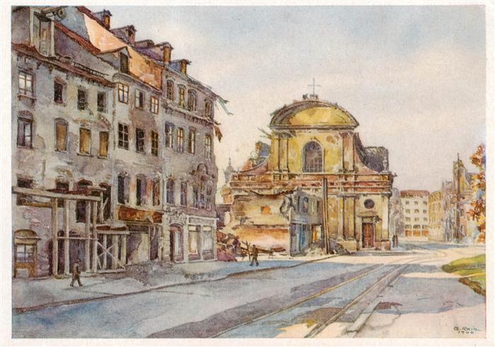 Muenchen Bayern Promenadeplatz Aquarell