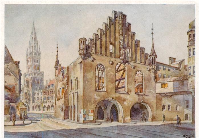 Muenchen Bayern Altes Rathaus Aquarell