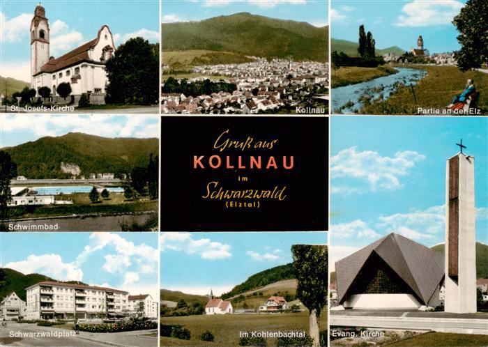 Kollnau St Josefs Kirche Schwimmbad Schwarzwaldplatz Panorama Partie an der Elz