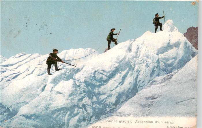 Gebirgsjaeger Chasseur Alpins Mountaineers Sur le glacier Ascencion dun serac