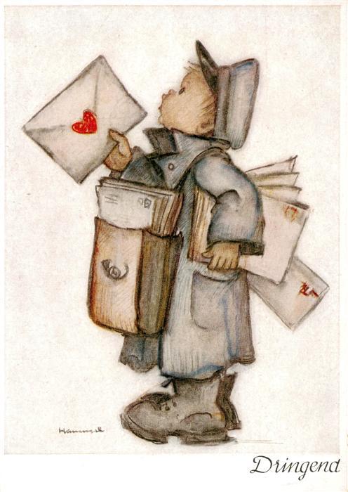 Hummel Kuenstler-AK-Nr. 5545 Postbote Briefe