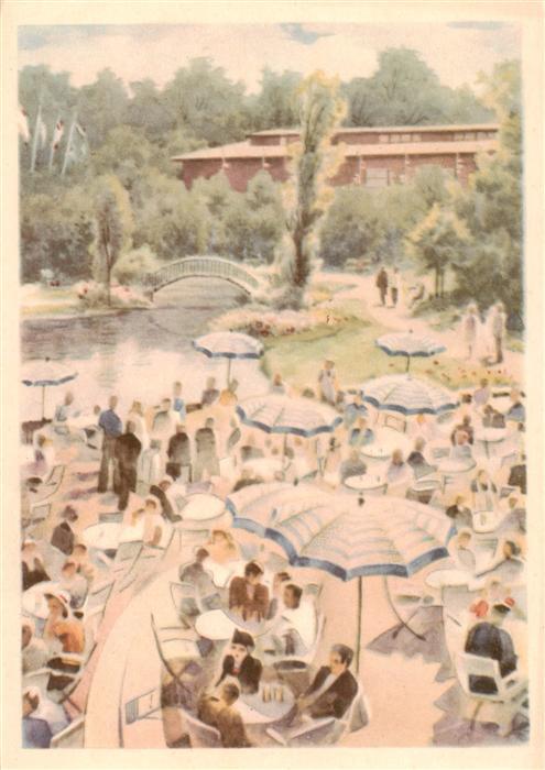 HANNOVER  CITY Export-Messe Partie im Garten Cafe Zeichnung