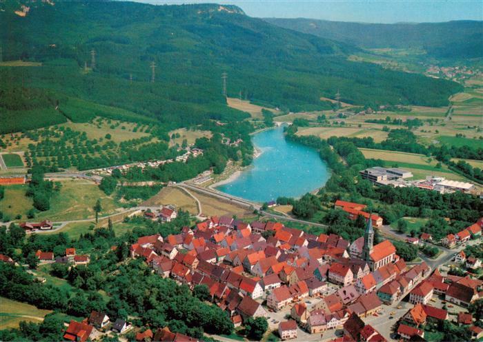 Schoemberg-Schoerzingen Altstadt mit Stausee und Plettenberg Fliegeraufnahme