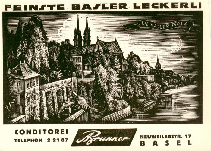 Basel BS Stadtmotiv Die Basler Pfalz Zeichnung