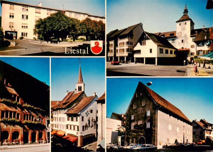 Liestal BL Orts und Teilansichten Rathaus Kirche Schule Obertor